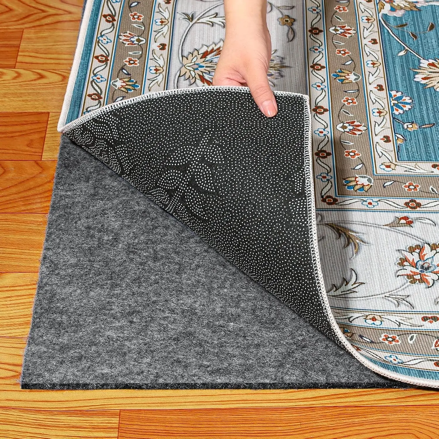 Waterproof Non-Slip Felt Rug Pad 4x6 Ft for Hardwood Floors, Protective Underlay Keeps Rugs in Place Without WrinklesGift