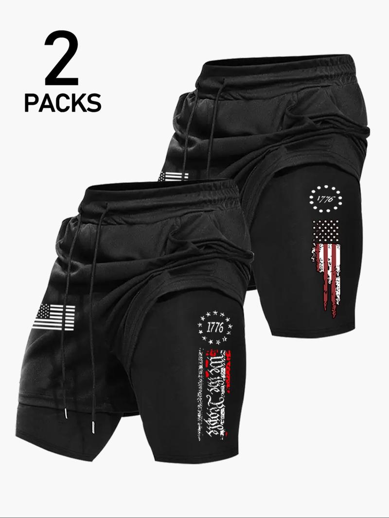 Men's Letter Print Drawstring Waist Fitness Training Shorts, Regular Fit Casual Fashion for Summer, Men's Bottoms for Daily Wear