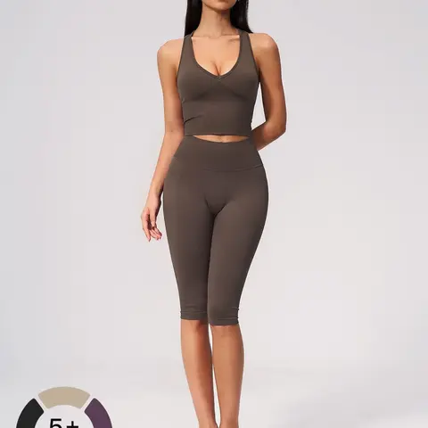 Women's Yoga Set, V Neck Fitness Wear, Slim Fit Running Quick-Drying Sportswear, Two-Piece Outfit, Gym Sports Set, Workout Sets