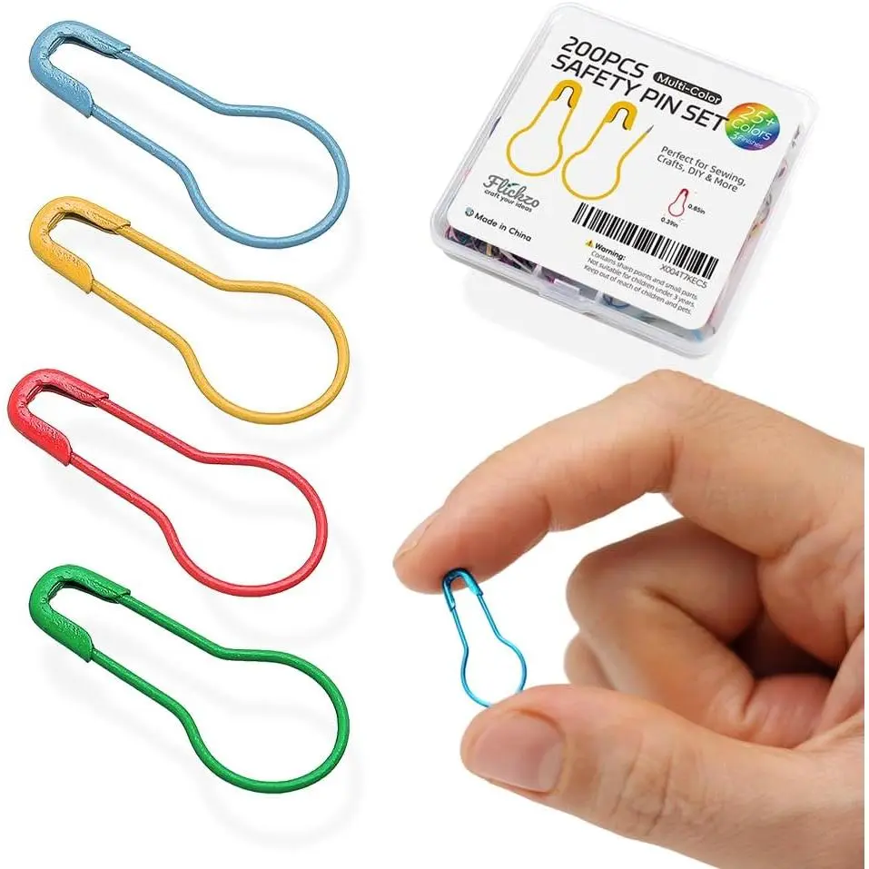 Markers, 200 count Crochet Markers, 0.85" Metal Bulb Safety Pins, 25+ Colorful Gourd Pins, Knitting  Markers for Crocheting, Crochet Accessories for Fabric & Paper