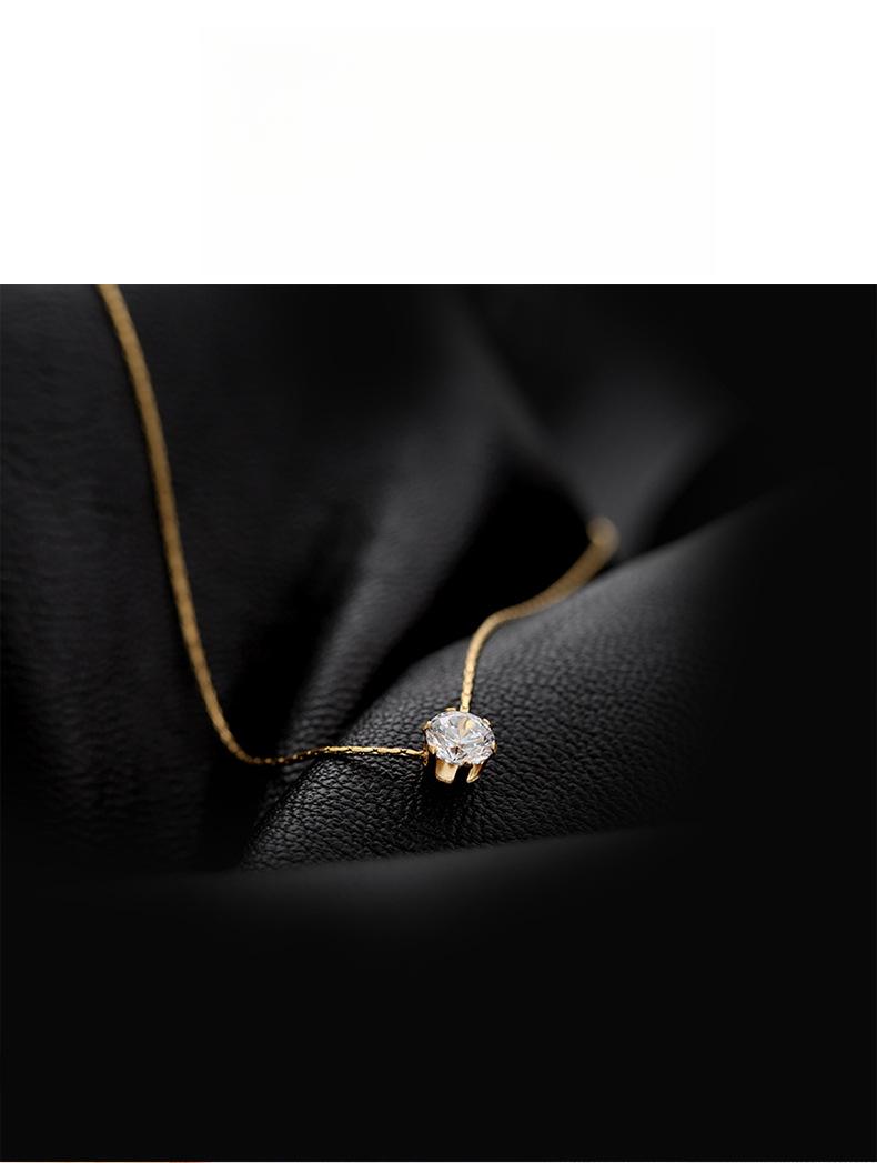 Gold Six-Prong Diamond Pendant Necklace for Women – Dainty Designer Clavicle Chain, Unique Minimalist Luxury