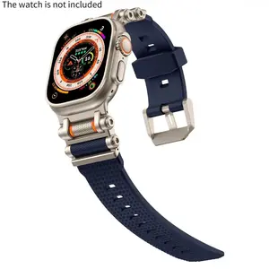 Titanium Finish Tactical Rotating Sport Band for Apple Watch – Liquid Silicone with Metal Connectors, Fits Ultra 2 49mm & Series 4-10/SE 44-46mm