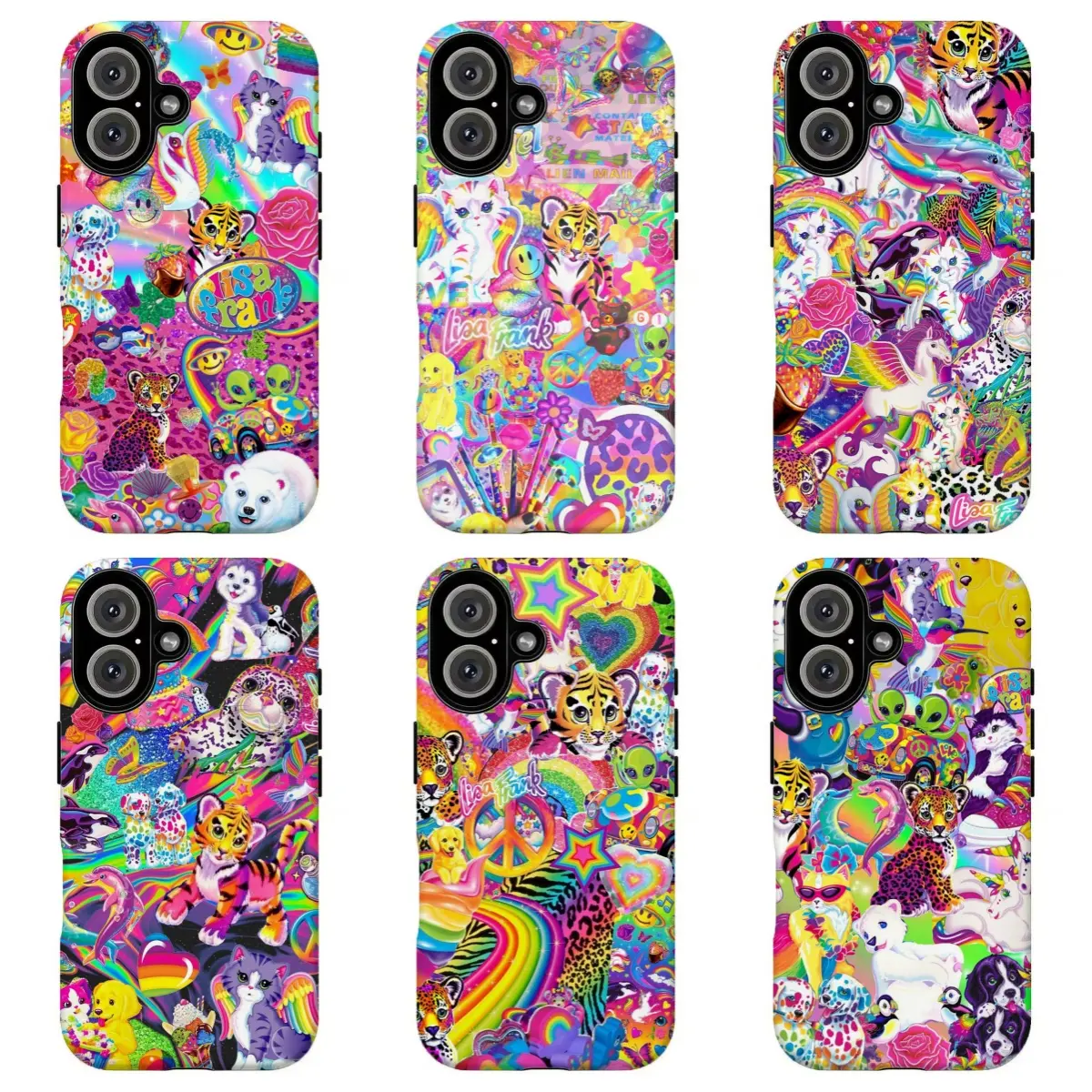 FL-Retro 90s Rainbow L1saFrank Phone Case,Rainbow Tiger Leopard Cat Unicorn,90s Nostalgia Colorful Neon Animal Protective Cover For iPhone 17 Pro Max 16 15 14 13 12 11 8 7 Plus for Samsung S26 Ultra S25 24 23 22 21 Case-Perfect Holiday Gift for her/him