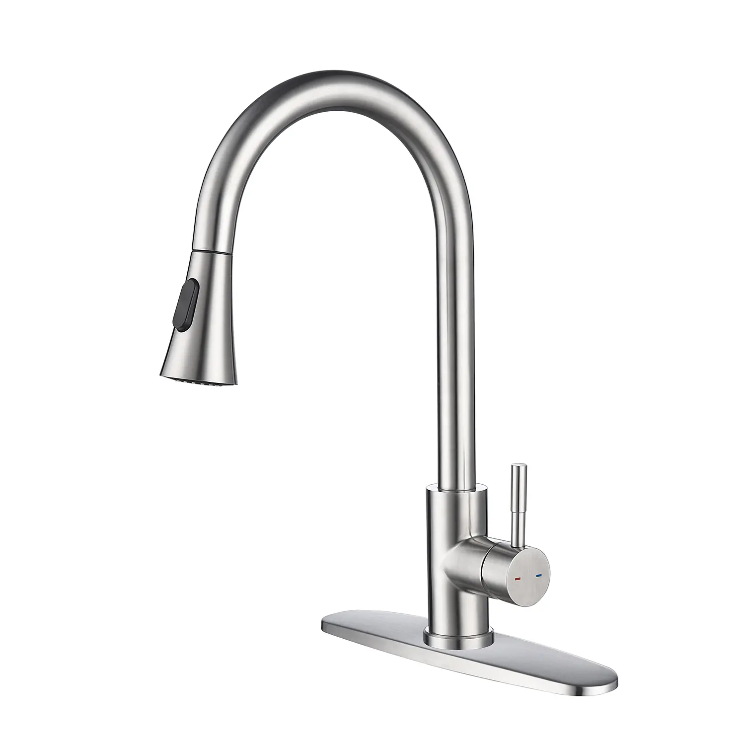 Nokaa Kitchen Faucet with Pull Out Sprayer, Brushed Nickel Stainless Steel Single Lever High Arc 360° Swivel Mixer Tap for Kitchen Sink, Anti-Corrosion Anti-Rust Finish, Smooth Aerator Flow, Easy Clean