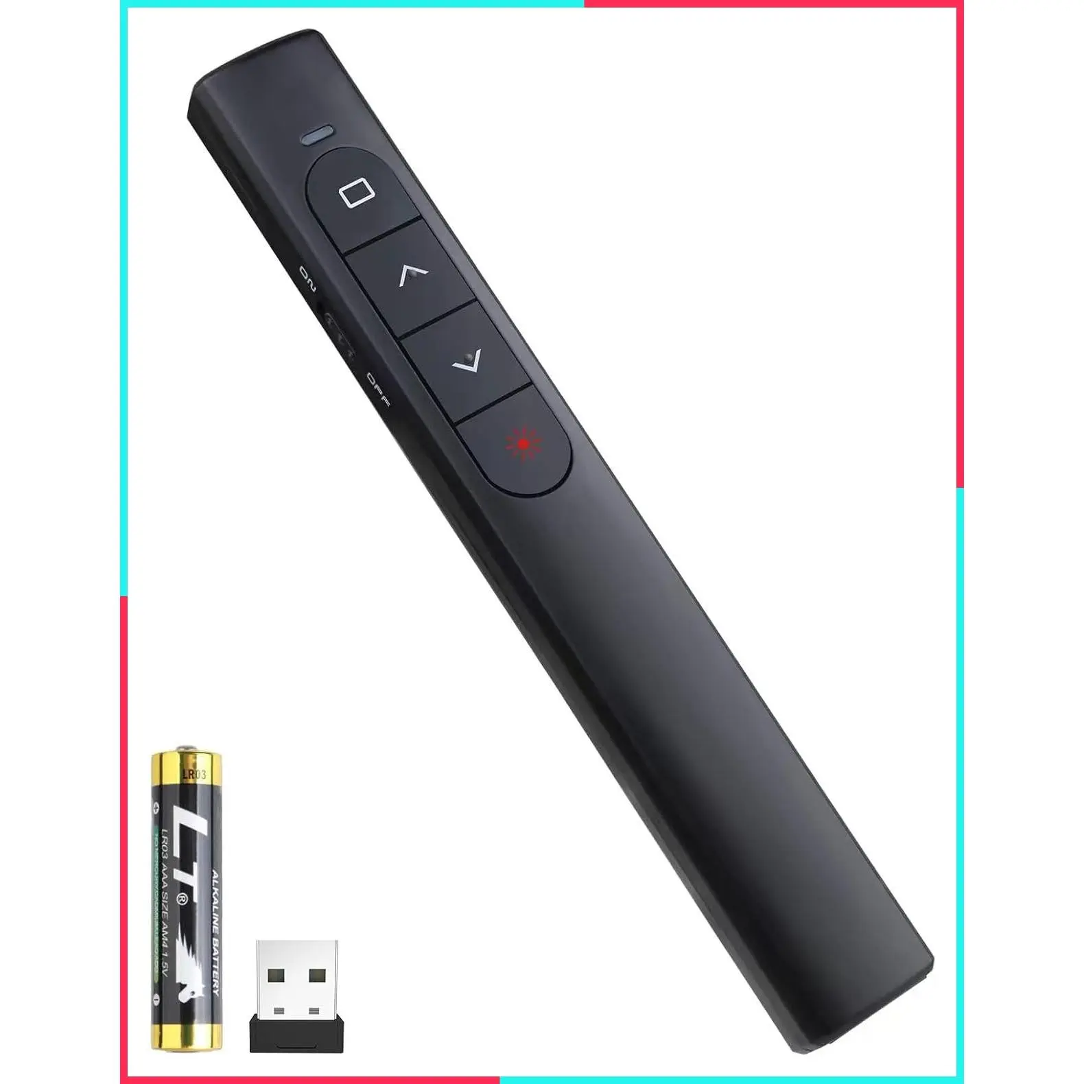 Wireless Presentation Clicker Remote with Hyperlink & Volume Control for PowerPoint, Keynote, PPT, Mac, PC, Laptop (Battery Included)