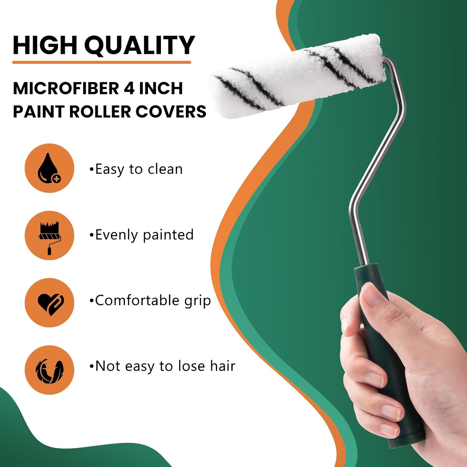 Microfiber  Roller 4 Inch, Small  Roller Covers (3/8-Inch Nap, 40 Pack), Mini  Rollers for House Painting with  Roller Frame, Wall Painting Tool