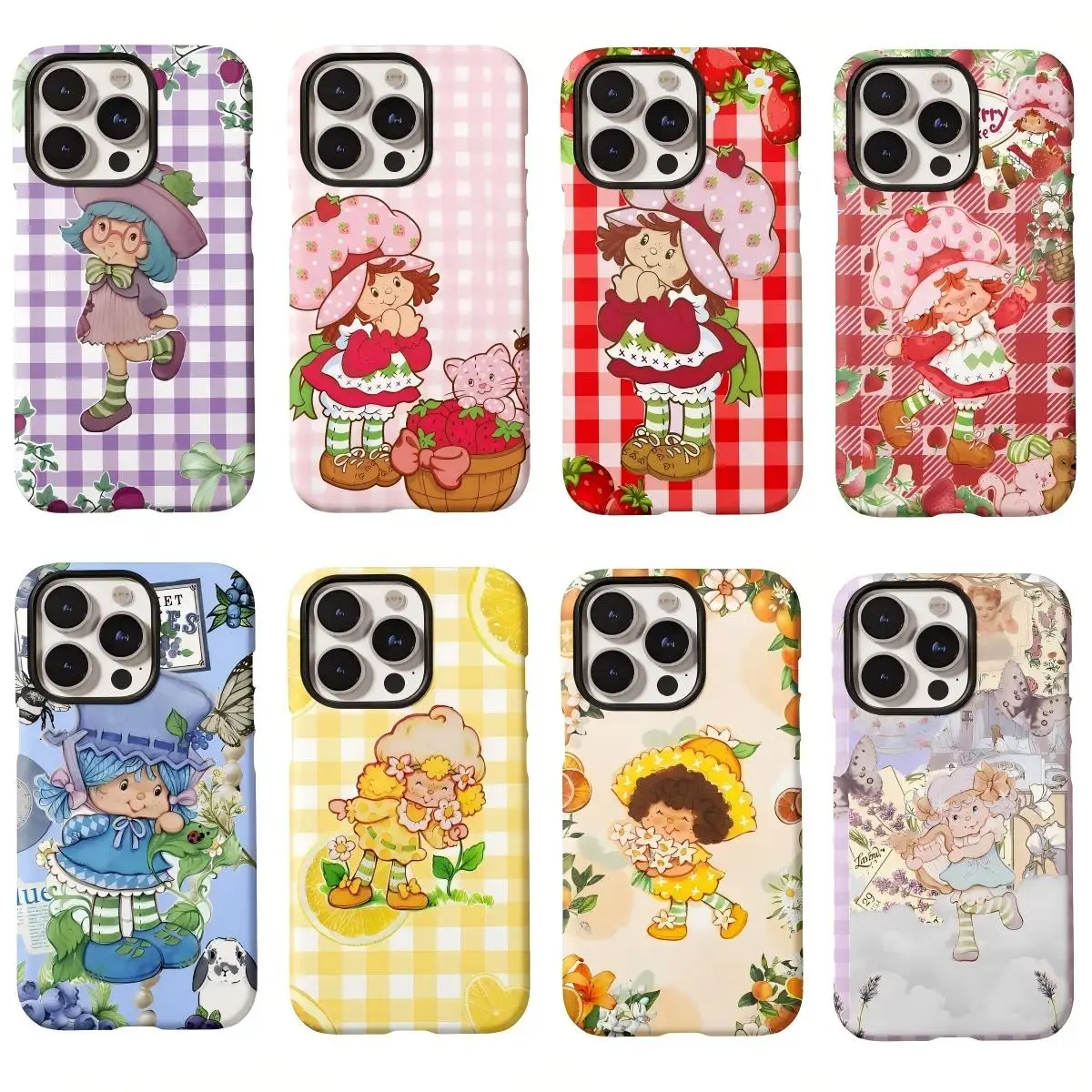 Cute Strawberry Shortcake Hot Cartoon Painting INS Multiple Phone Cases  for iPhone 17, 16, 15, 14, 13, 12, 11 Pro Air Plus ProMax and Samsung S26-S23 Plus shock-absorbing phone cases, lovely anti-drop hard first choice fashionable gift.