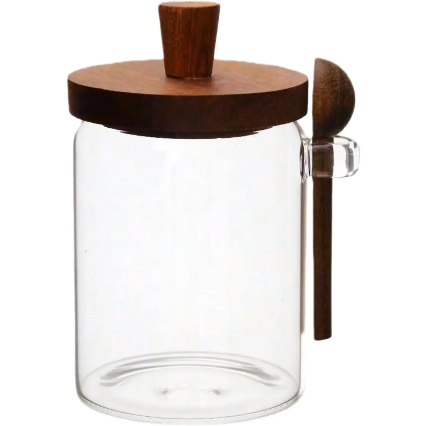 Sugar Bowl with Lid,20 oz Sugar Container for Coffee Bar, Glass Coffee Canister, Airtight  Storage Jar, Brown Sugar Container, Cereal  Salts  Jar (Flat)