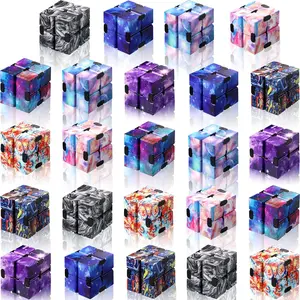 24 Pieces Infinity Cube Fidget Toy Mini Blocks Cube Bulk Gadget Sensory Toy Hand Held Blocks Finger Gadget Gift for Adults Anxiety Stress Relief Game(Starry Style)fidget toys