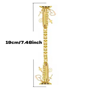Fashion metallic Watch Band, Cuban Chain Watch Band with Shiny Cute Heart Pendant, Smart Watch Accessories Compatible with iWatch Series 10 9 8 7 6 5 4 3 SE Ultra 2, Wearable, Smartwatch Accessories, Smart Watch Straps