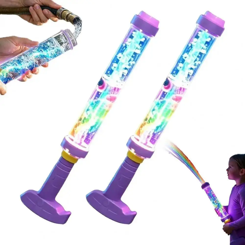 Glowing Rainbow LED Water Sprayer Light-up Water Sprinkler with Colorful Lights Water Sprayer Tube Toy for Summer Pool Party