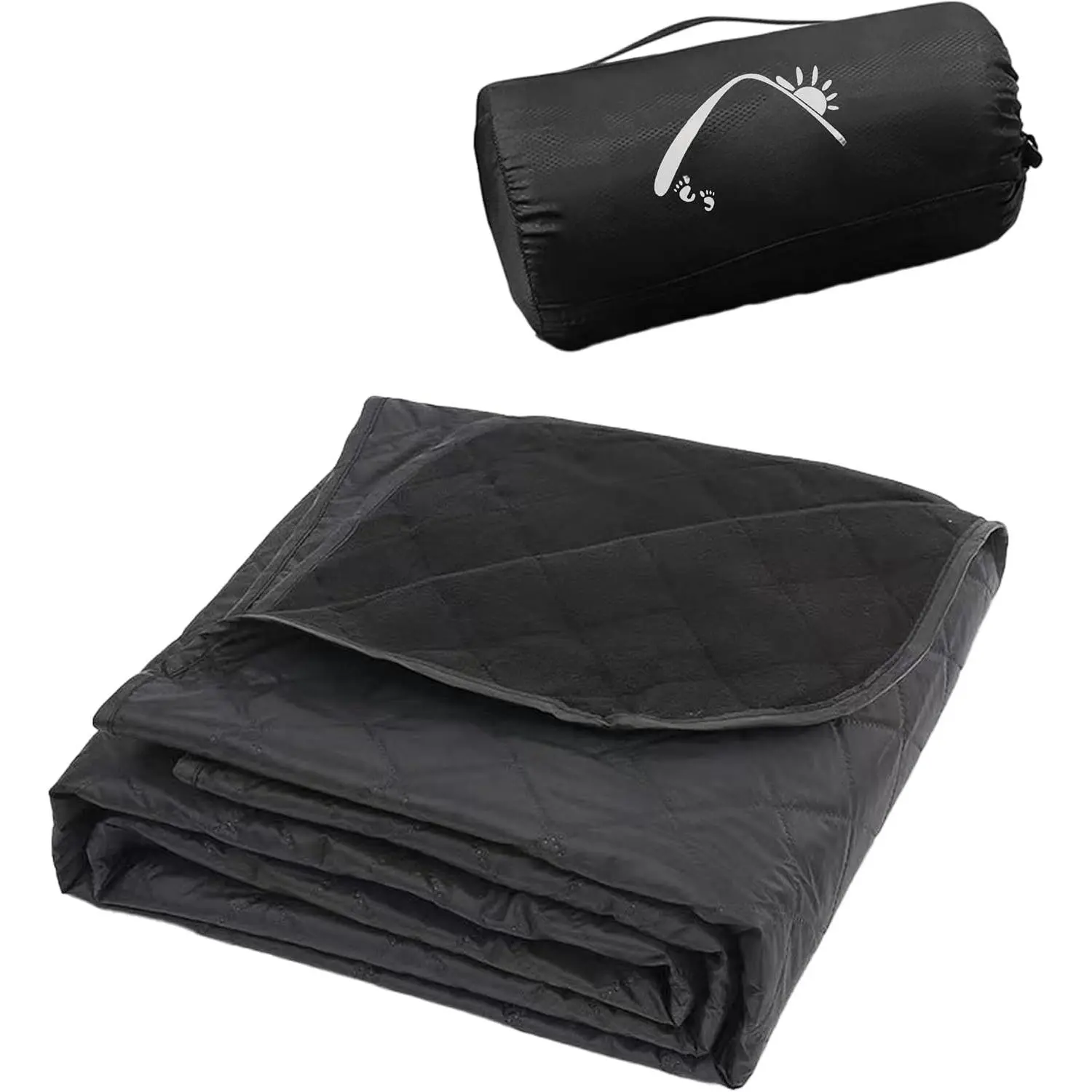 Warm  Fleece Blanket Picnic Outdoor & Beach, Machine Washable Camping Quilt for Cold Weather, Adventure, Sleeping, Backpacking (Black)