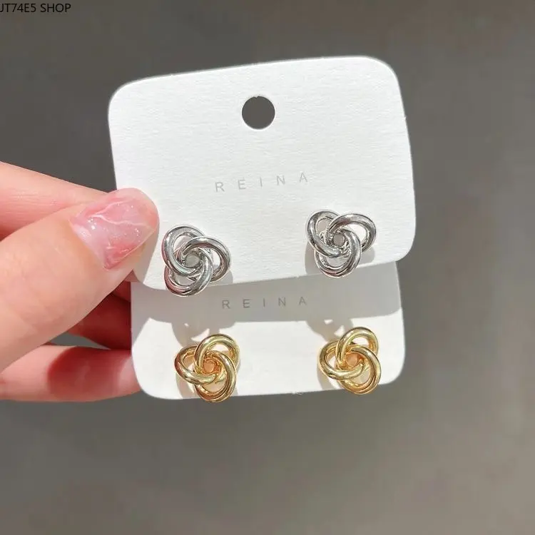 Stud Earrings for Women, Minimalist Geometric Copper Jewelry, Lightweight High-End Design for Casual Streetwear