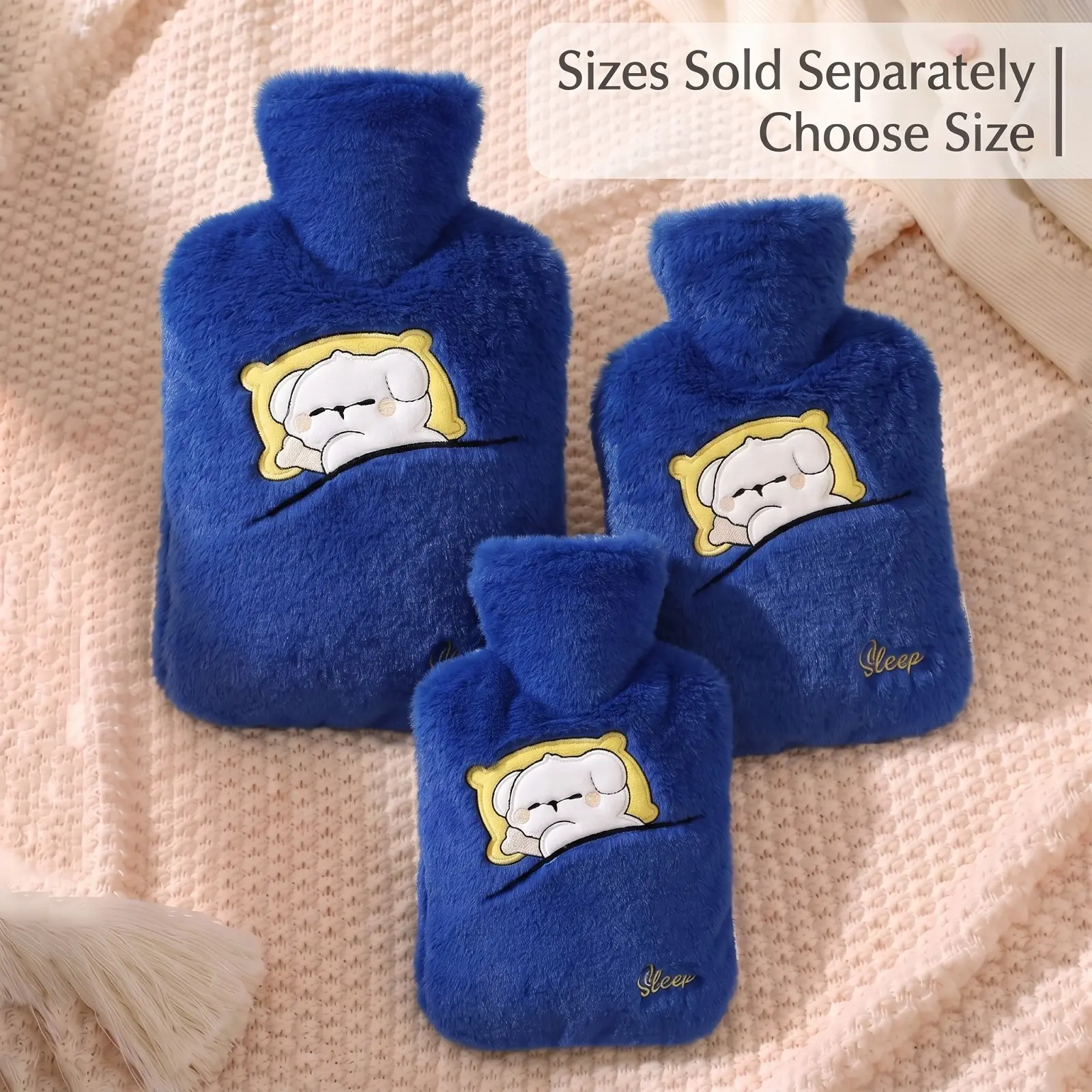 Cartoon Plush Hot Water Bag, Washable Embroidered Heat-Resistant Cover, Explosion-Proof Inner Lining, Heat Compress, PVC Material, 500ML 1000ML 2000ML, Perfect Gift