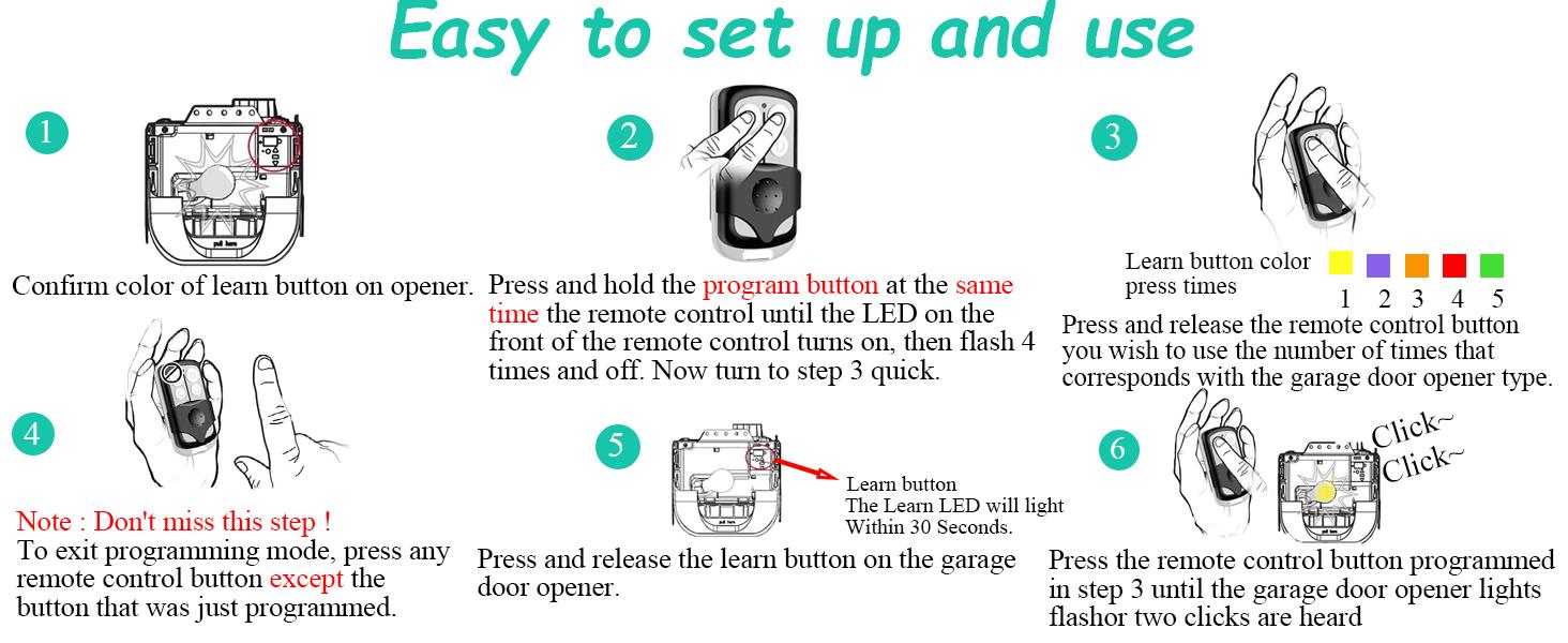 Universal Garage Remote Keychain, 3 Pack, Compatible with Various Garage Door Openers, Easy Programming, Compact and Durable Design, Reusable and Long-Lasting, Convenient Keychain Attachment