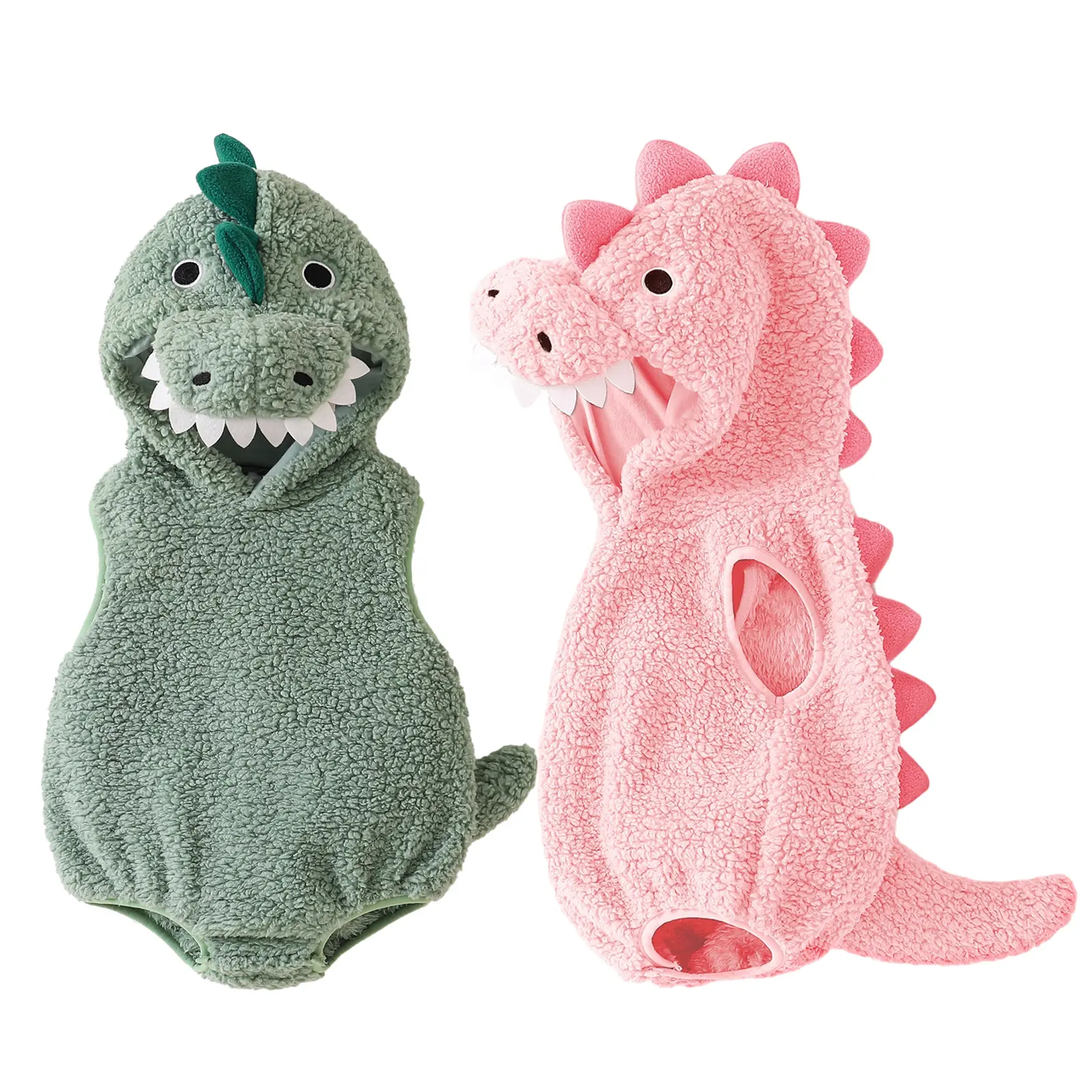Infant Baby Boy Girl Dinosaur Costume Cute Sleeveless Romper with Hat Newborn Halloween Cosplay Winter Clothes 0-18 Months