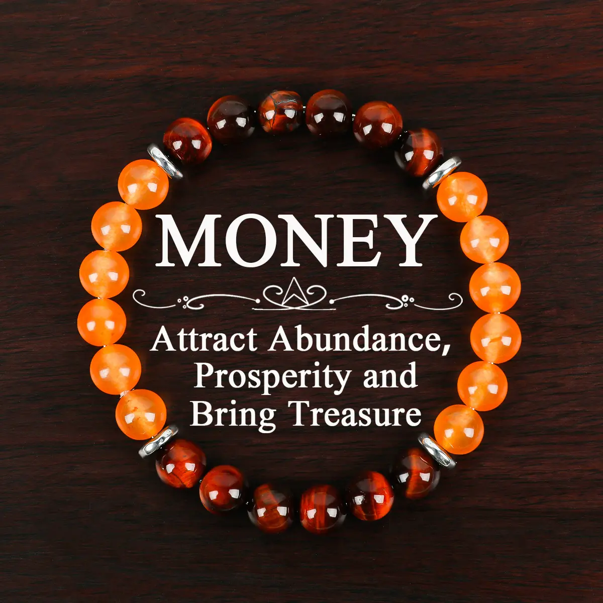 GADASLUY 8mm Orange Quartz Bracelet with Red Gradient Stone Lucky Prosperity Beaded Bangle Elegant Bead Design Perfect Gift for Any Occasion