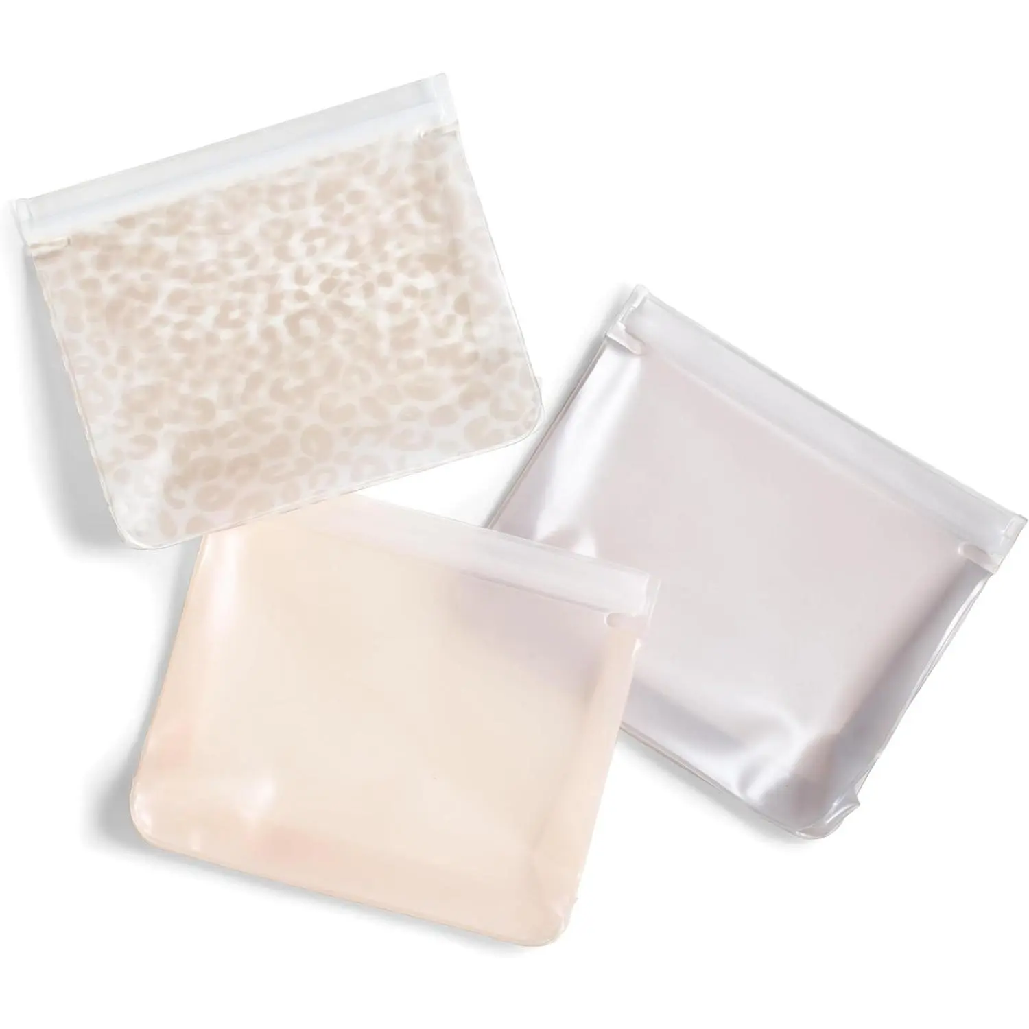 Reusable Sandwich Bags (3 Pack) – Leakproof Reusable Food Storage Bags, BPA-Free, Freezer Safe, Eco Friendly Bags for Snacks, Lunch, Meal Prep, Ivory Feline Fine