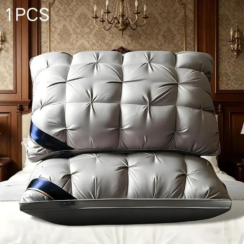 Cervical Neck Pillow, Hotel Style Twisted Stitch Bed Pillows, Fluffy Soft Supportive Sleeping Pillows for All Sleep Positions, Breathable Filled Bedding Cushion, Supportive Head Cushion, Lightweight Comfort Bedroom Pillow Ideal for Home Daily Rest