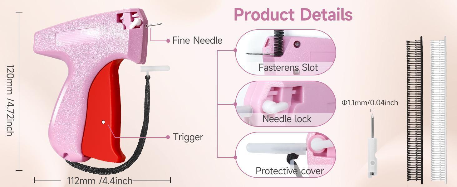 Quick Clothing Fixer stitch gun for Clothes Multifunctional Portable Garment Repair Tool Suitable for Store Warehouse Consignment Yard Sale(Pink-1)