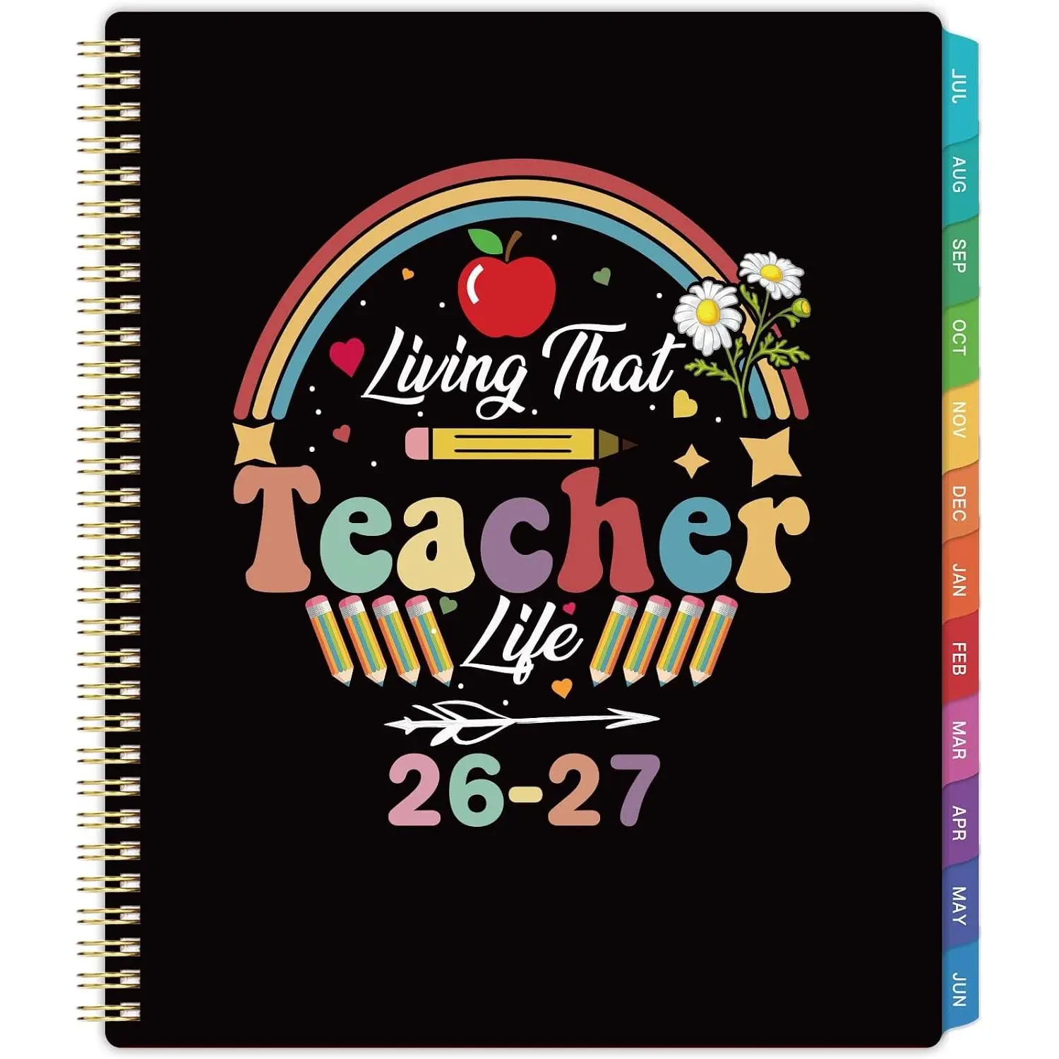 Teacher Planner 2026-2027 - Teacher Lesson Planners 2026-2027 | Jul. 2026- Jun. 2027, 8.5" x 11" Academic Planner for School Year with Colorful Tabs and Inner Pocket