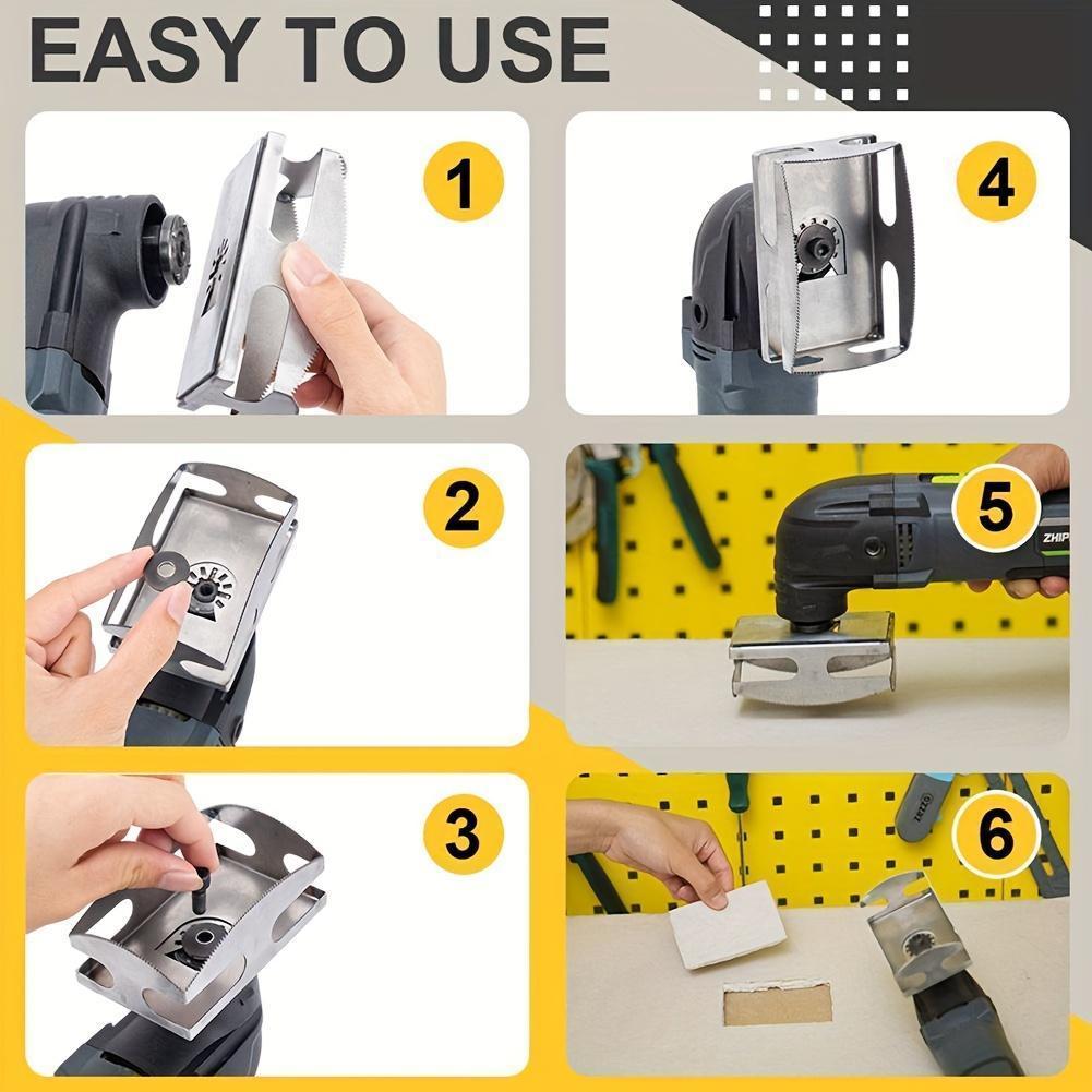 Stainless Steel Square Groove Knife, Drywall Oscillating Knife Hardware for Outlet Box, Electrical Box Drywall Oscillating Knife, Wood, Plastic One-step Oscillating Knife, Saw, Hand Tools, Heavy Duty, Tool Accessories, Durable Lithium Battery