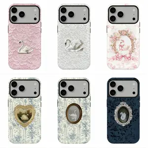[2D print]Viral Rococo Swan Print Phone Case, Soft Romantic Aesthetic, Coquette Swan Lace Cover, Compatible for iPhone 17Promax 16 15 14 13 12 11 and for Samsung S26 S25 S24 S23 S22 S21, Perfect Holiday Gift, Sweet Birthday Gift, Best Gift for Her