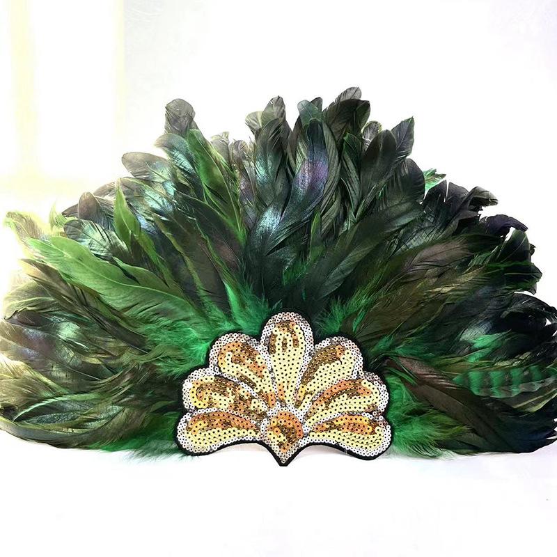 New Feather Headdress Indian Headdress Carnival Adult Show Performance Decoration Black