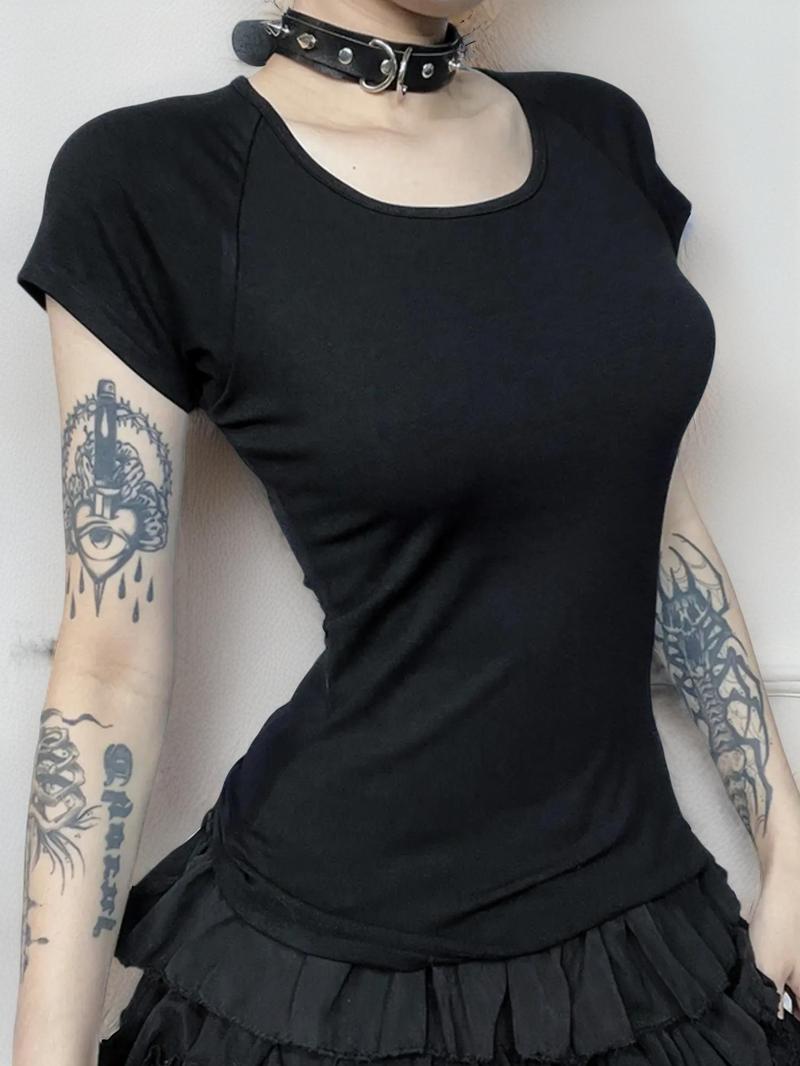 Women's Angel Print Sheer Round Neck Tee, Fashion Casual Crew Neck Short Sleeve T-shirt for Daily Holiday Vacation Outdoor Wear, Ladies Clothes for All Seasons,  Clothes for Women