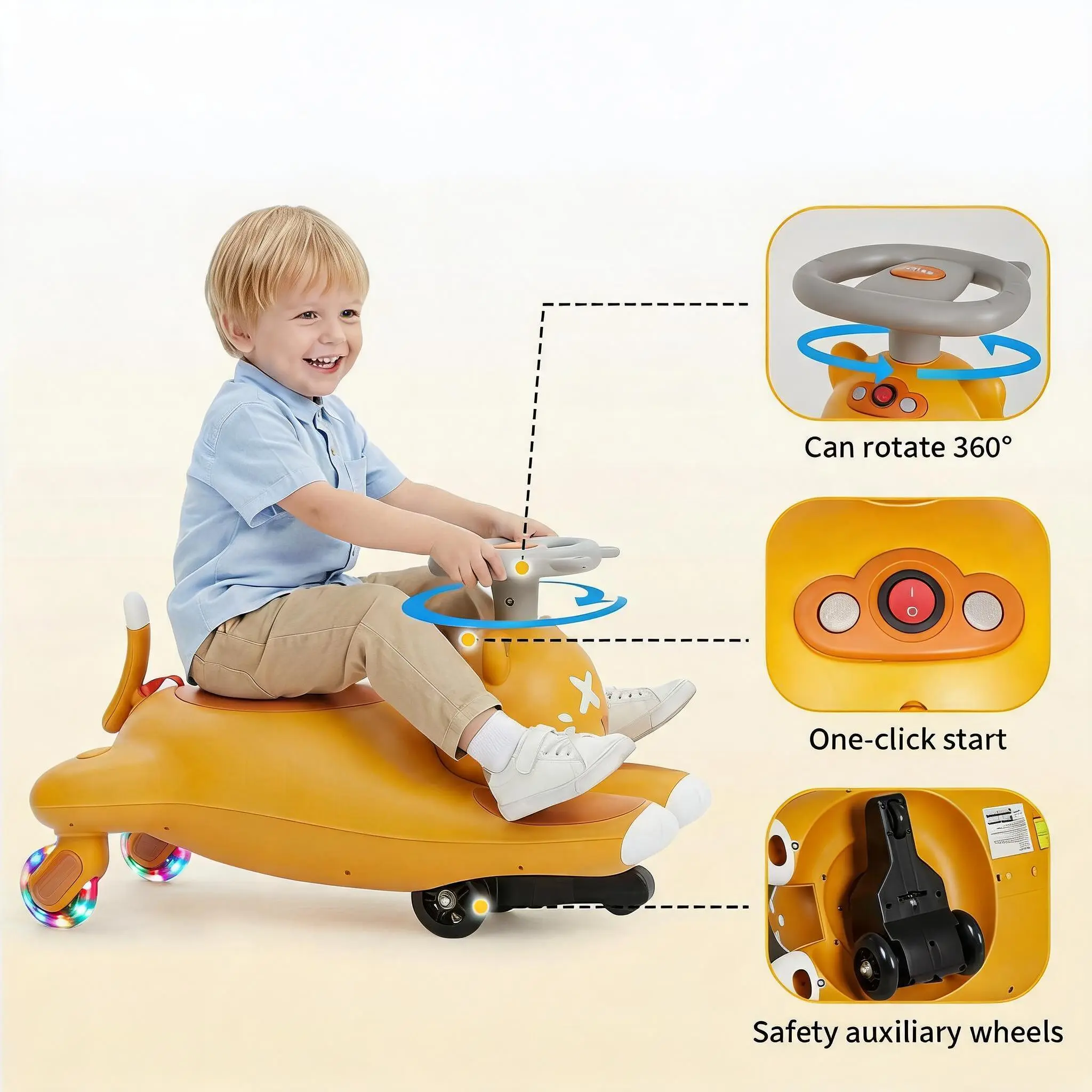 Electric Wiggle Car Ride-On Toy for Kids – Pedal Powered, Indoor/Outdoor Use, Easy Assembly