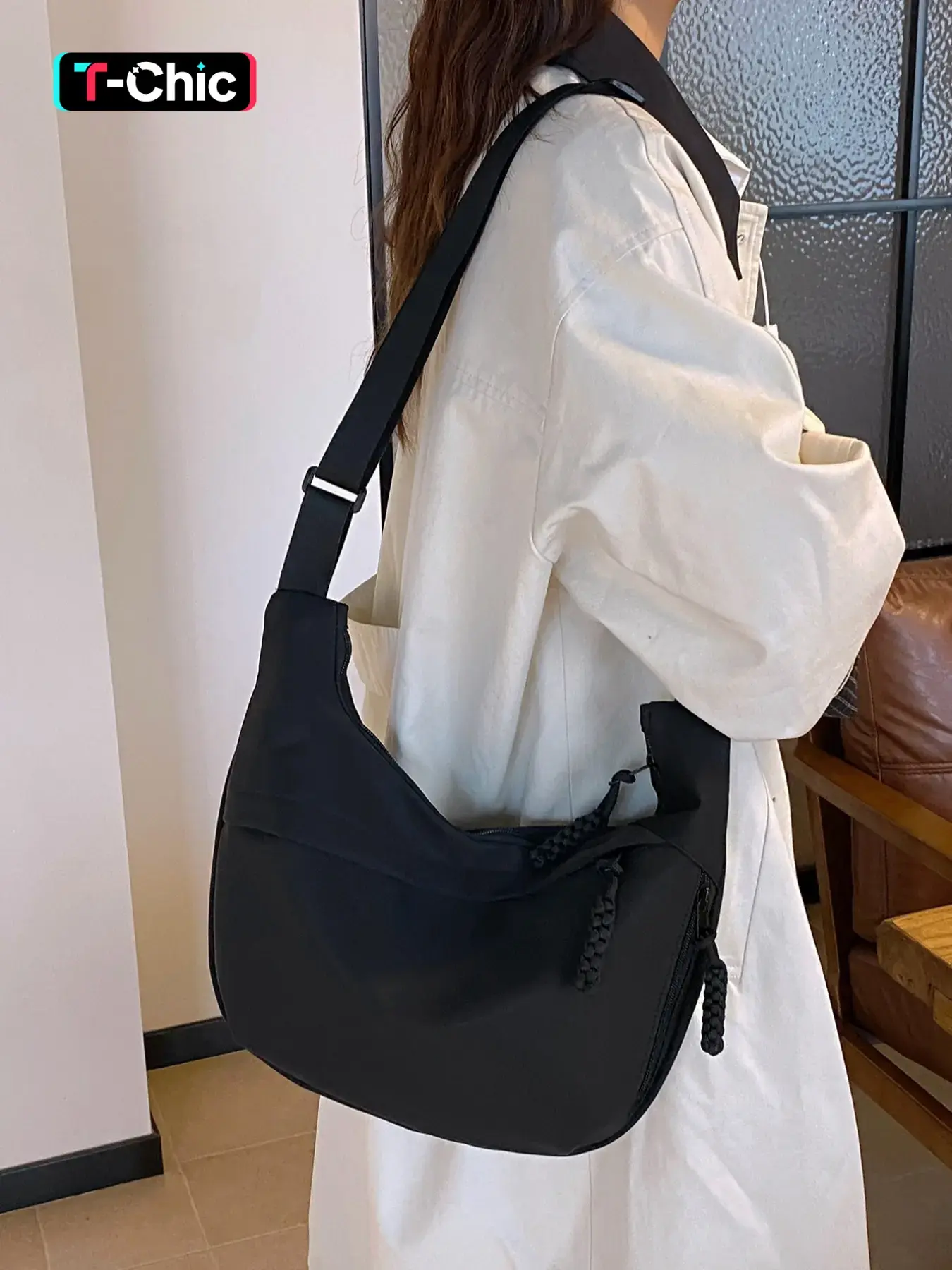 Women's Solid Color Large Capacity Crossbody Bag, Fashionable Lightweight Commuter Shoulder Bag for Daily Used, Casual Versatile High-quality Commuting Bag