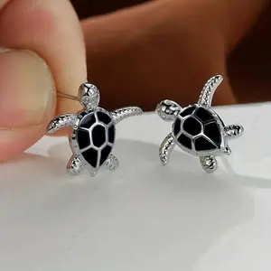 1Pair Inlaid Turtle Earrings Animal Earrings Mom Birthday Valentine Festival Jewelry Gift