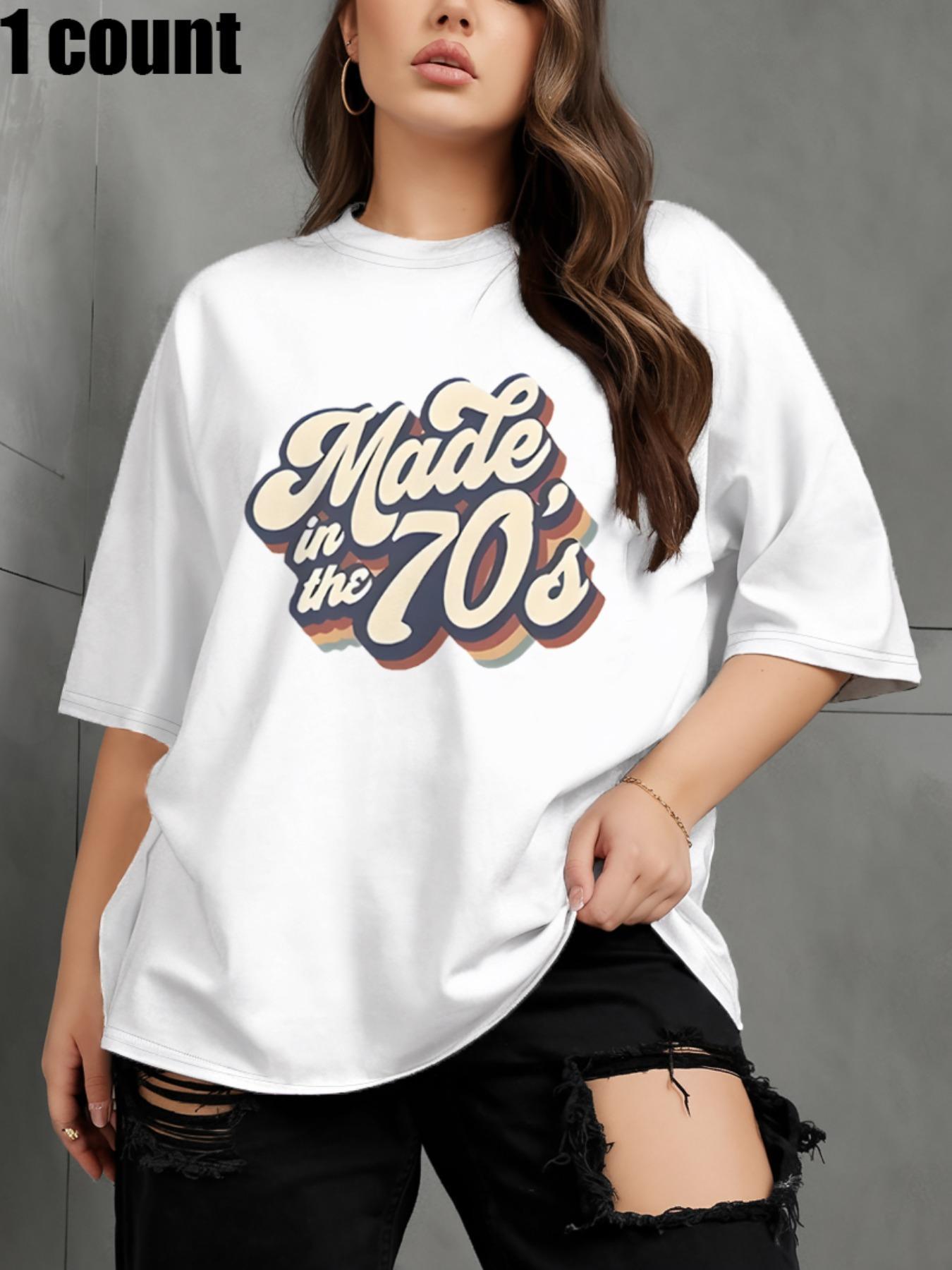 【Plus Size】 Letter Print Round Neck Tee, Casual Streetwear Short Sleeve Crew Neck T-Shirt for Summer, Women's Clothing for Daily Wear