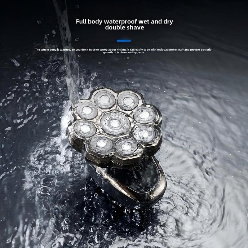 5 in 1 Electric Hair Trimmer Kit, 1 Set Waterproof Wet/Dry Grooming Shavers, Multifunctional Hair Shaver, Cordless Rechargeable Bald Head Rotary Razor for Home & Travel