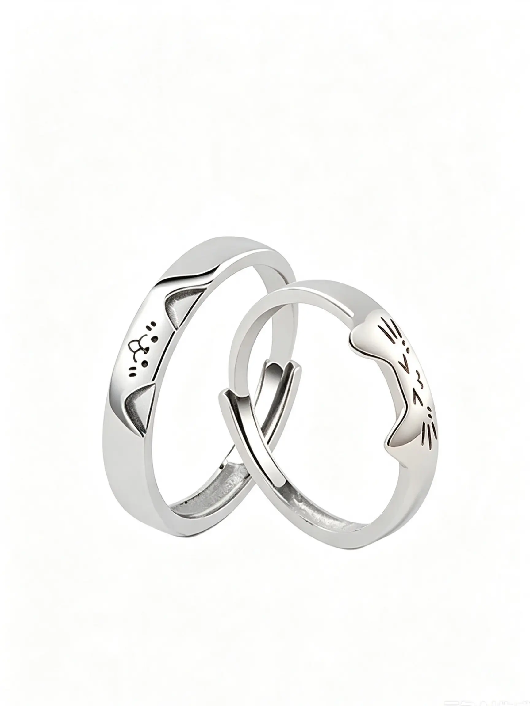 Cute Pet Couple Rings, Unisex Design, Luxury Style, Interlocking Cat Dog Wedding Bands, Wholesale Available