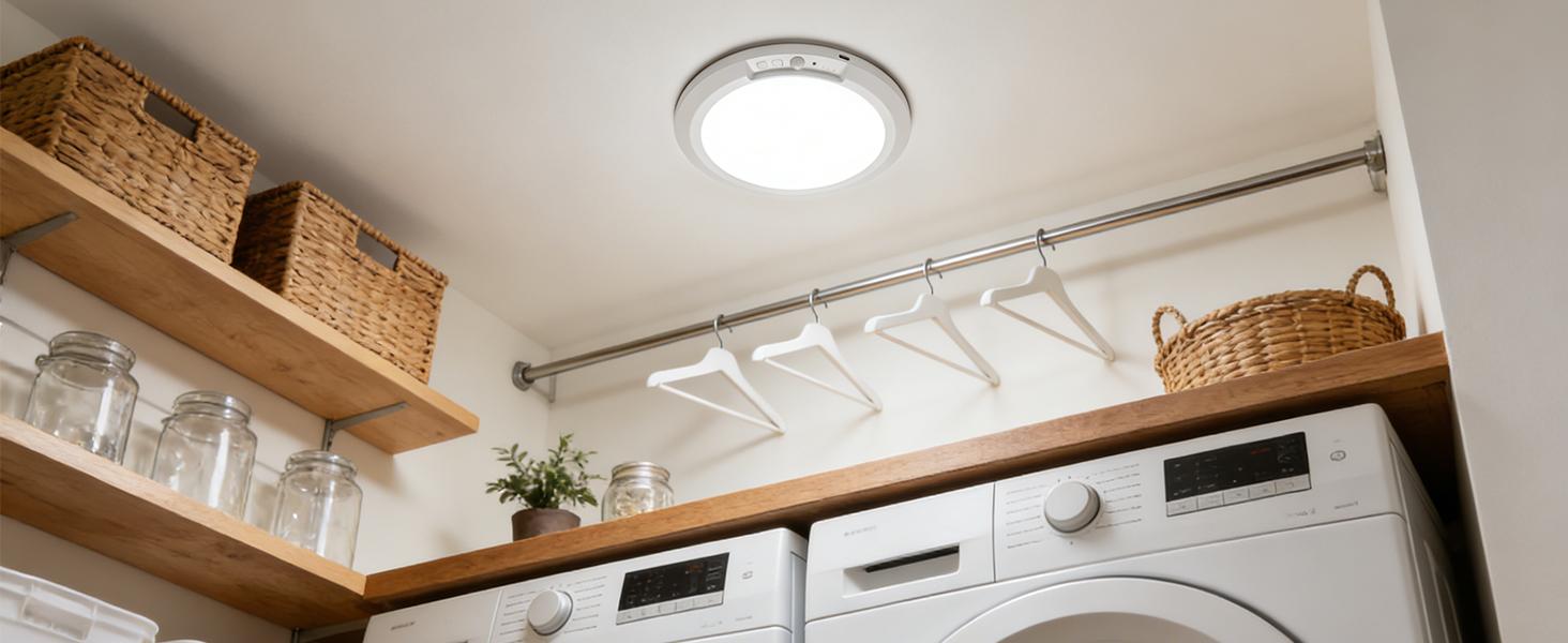 10000mAh Rechargeable Ceiling Light with Remote, 3 Color Temperatures & Brightness Dimmable, Wireless Ceiling Light with Magnetic Design, Battery Ceiling Light for Shower Hallway Pantry