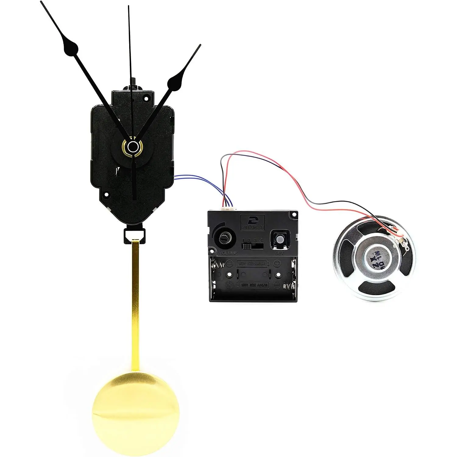 Youngtown 12888 Chime Melody Pendulum Clock Movement with 2 Sets of Hands 23.5mm (59/64 Inch) Shaft Length 16mm (5/8 Inch) Thread Length.