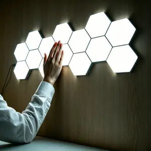 Modular Hexagon LED Wall Lights, Touch Control Dimmable Splicing Night Lamp, Gaming Room Bedroom Decor Light for Christmas & Holiday Gift