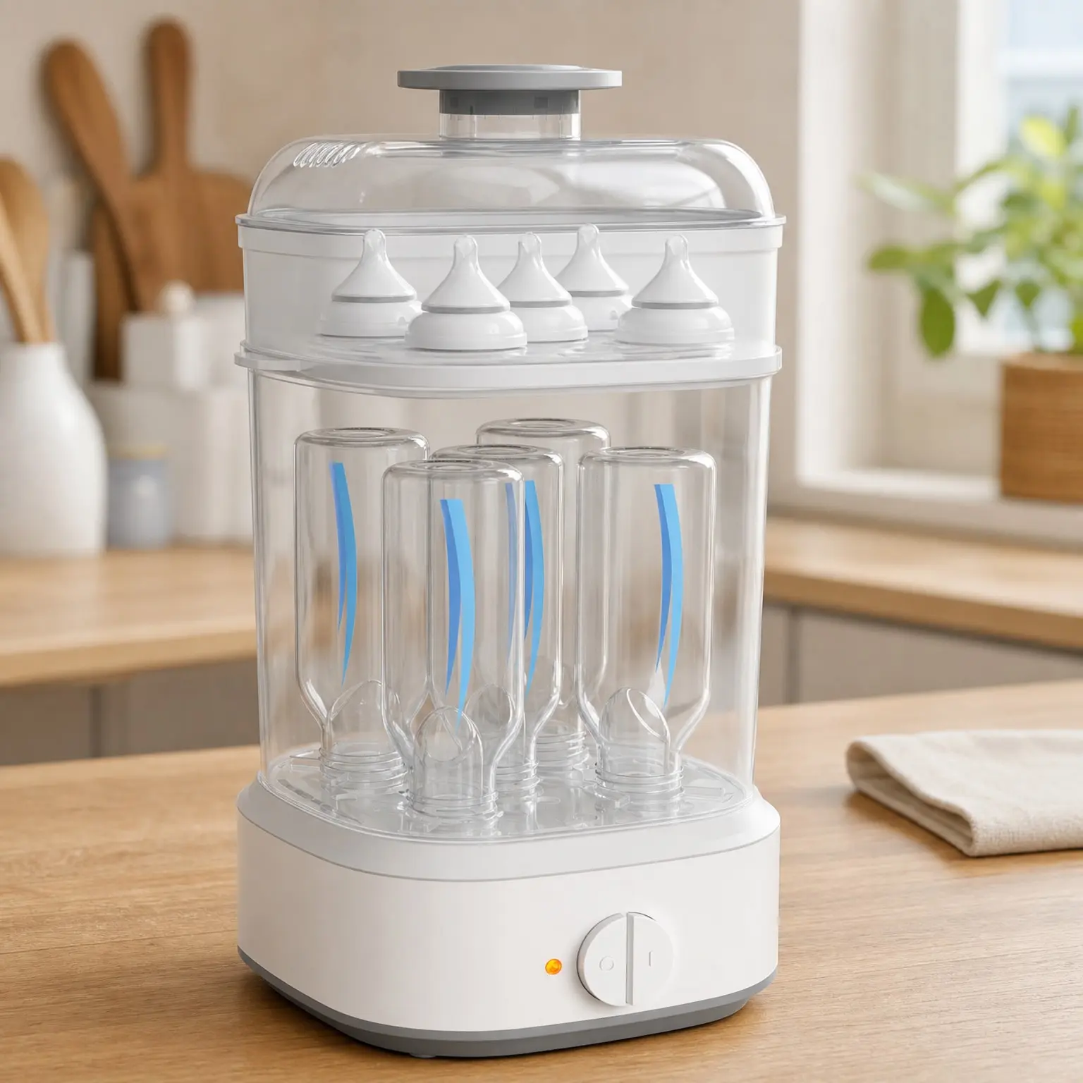 Electric Baby Bottle Steam Sterilizer with Timer - Sanitizer for Bottles, Pacifiers, Pump Parts(Gift)