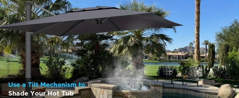 Extra Large 10' X 13' Cantilever Patio Umbrella, 360°Rotation, Rectangular Cantilever Patio Umbrella, Heavy Duty Windproof Off-Set Patio Umbrella, Easy Tilt Sunshade Waterproof for Deck Pool Patio
