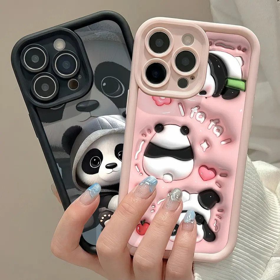 Cute Animal Couple Panda Cartoon Casing For Samsung Galaxy S26 S25 S24 S23 S22 S21 Series Case For Samsung A54 A53 A52 A36 A35 A34 A33 A17 A16 A15 A14 A13 Note 20 Utral Full-Coverage Design Proctective Back Cover Accessory Phone Gift