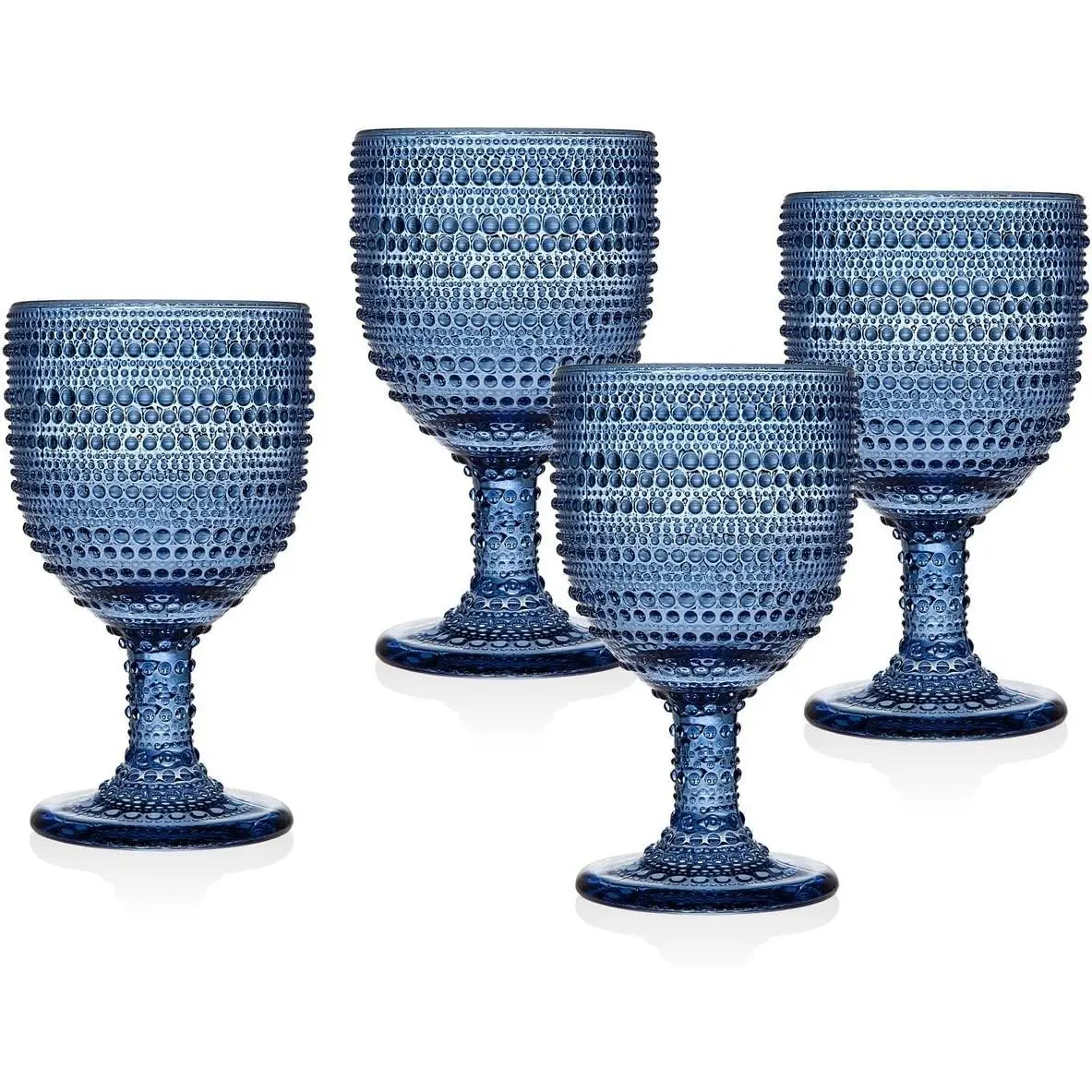 Godinger Wine Glasses Goblets, Beverage Glass Cups - Lumina Blue, Set of 4