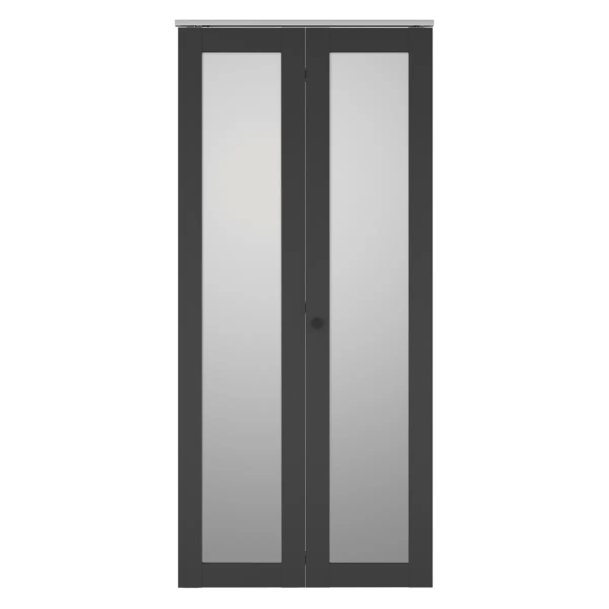 36 in.x 80 inches.Full Lite Frosted Glass Black MDF Bi-Fold Door with Hardware Kit and Door Handle On-Site