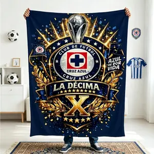 V2 Cruz Azul Adult Soccer Flannel Blanket, Cruz Azul Campeon 2026 Clausura Champions Plush Throw Blanket for Adults & Kids, Ultra Soft Warm Fleece Blanket for Sofa Bed Couch Travel Home Decor Fan Gift