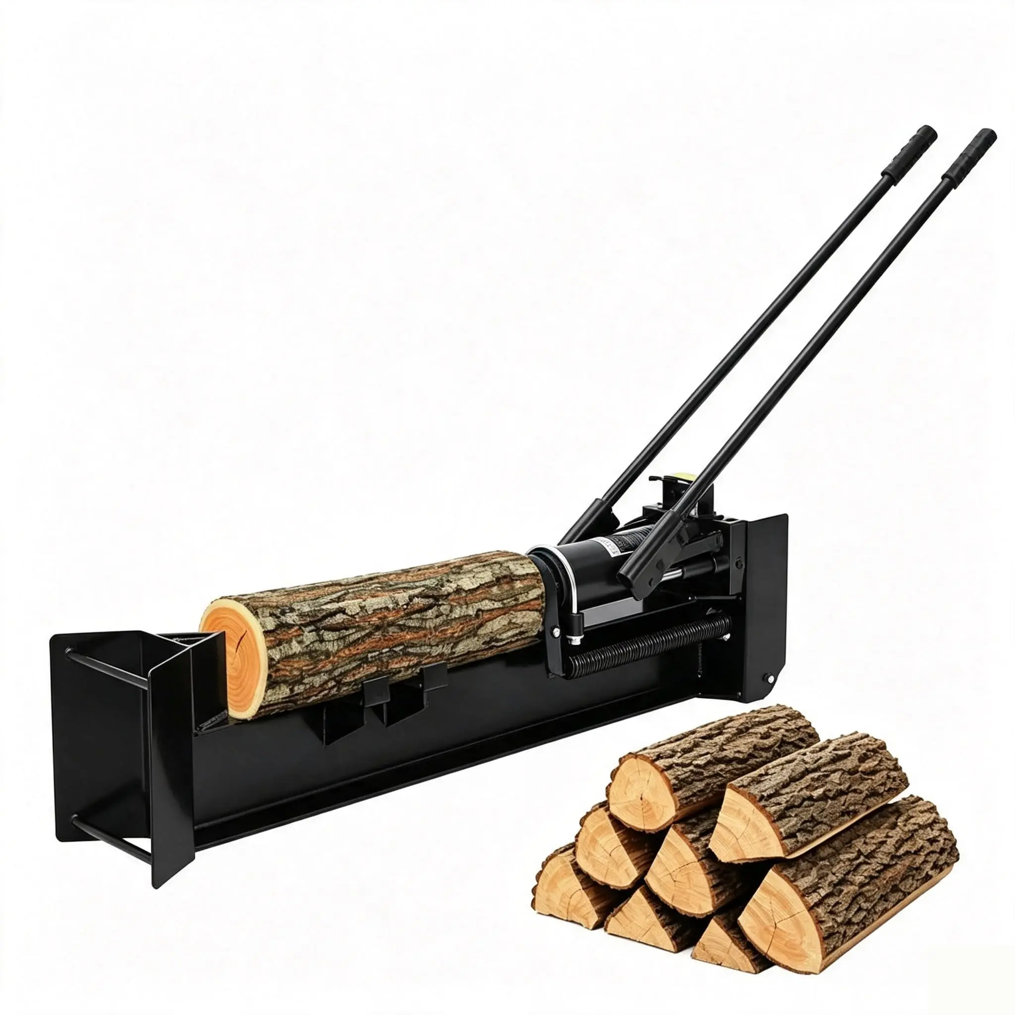 Garvee 12 Ton Hydraulic Log Splitter Wood Cutter, Manual Log Splitter with Horizontal Full Steel Beam & Built-in Wheel