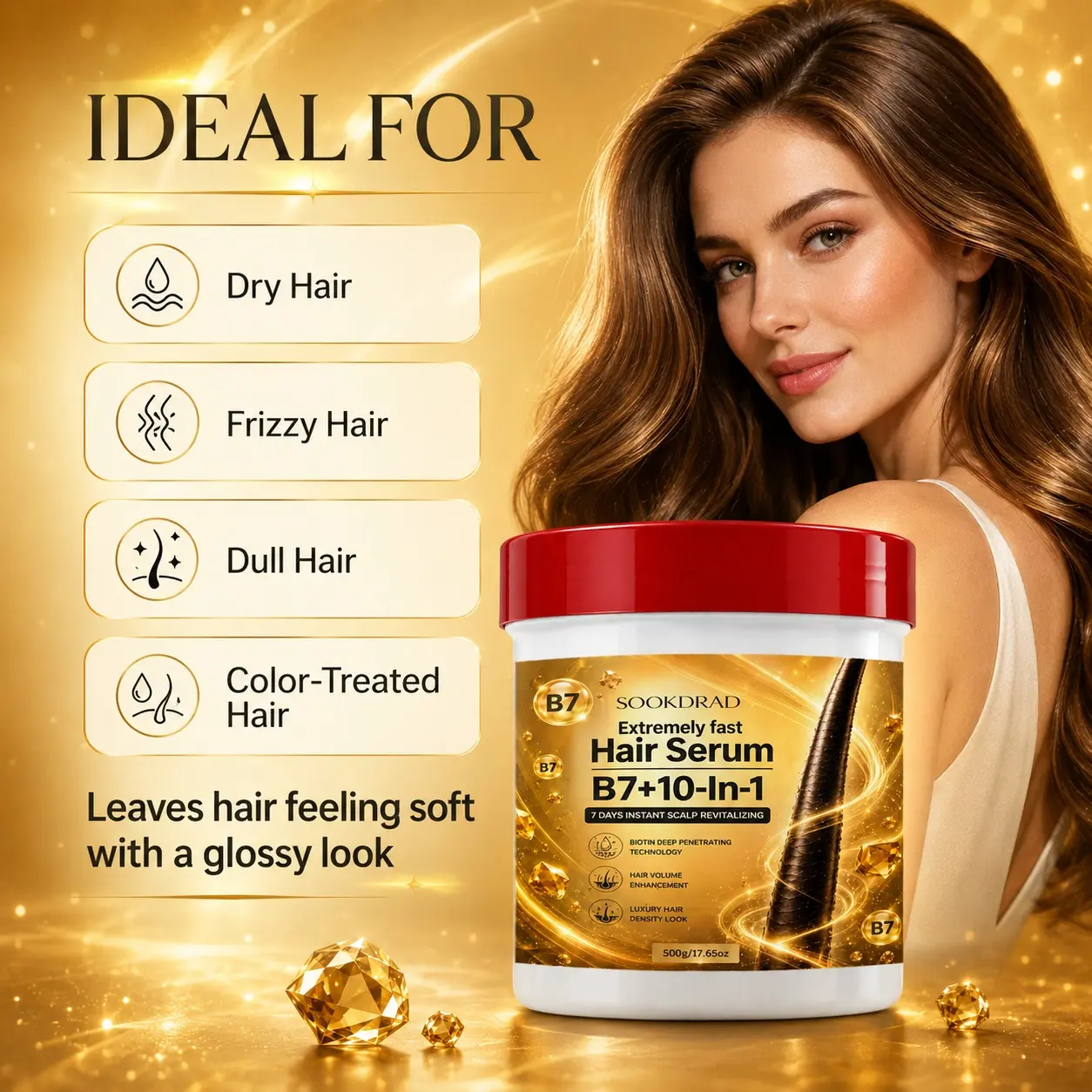 Hair Serum B7 10-In-1, Scalp Revitalizing, Boost Hair Volume, Luxurious Hair Density, 500g/17.65oz