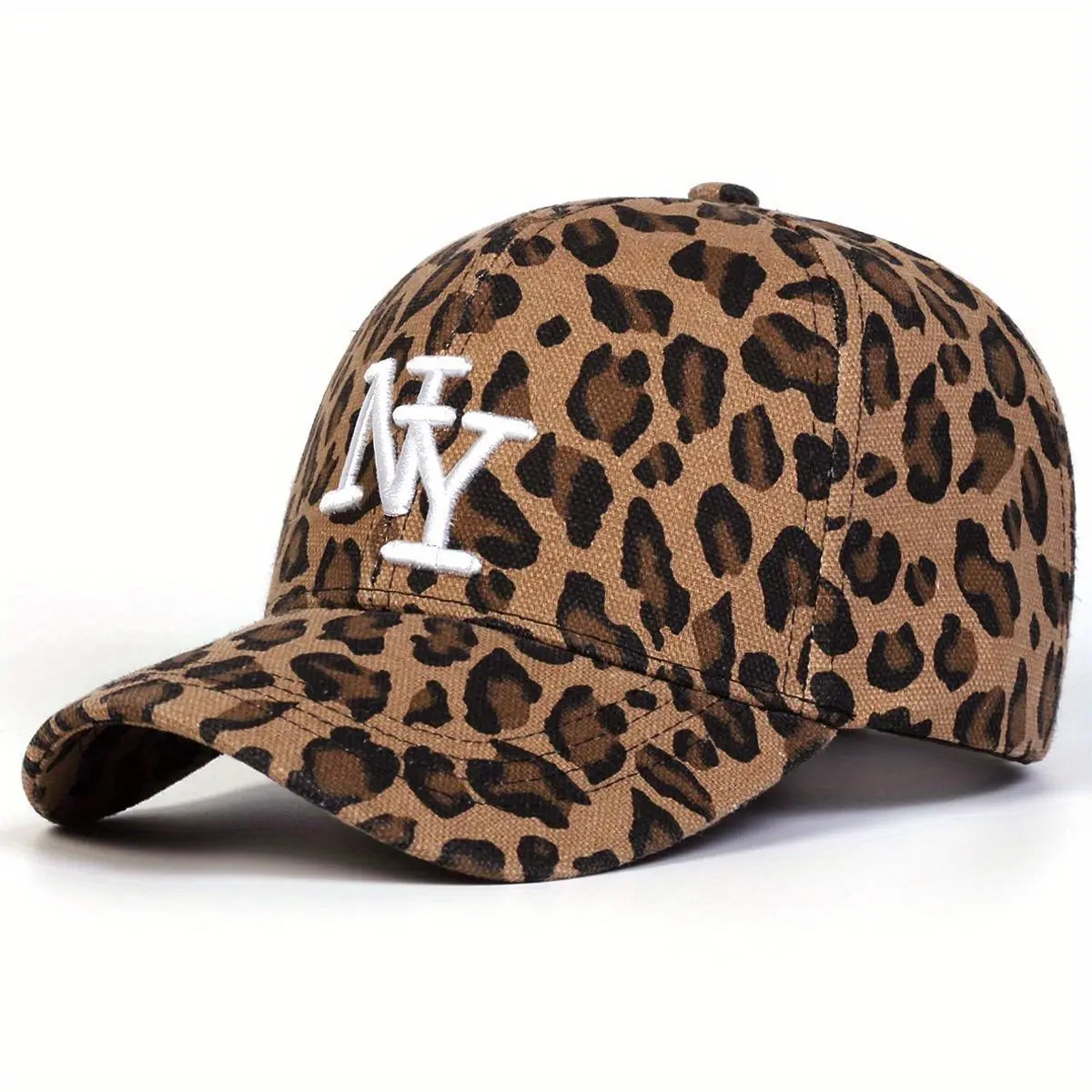A Women'S NY Leopard Print Baseball Cap, Stylish And Adjustable for Outdoor Use, Perfect for During Casual Outings in Spring And Autumn, Ideal for Travel And Beach Vacations