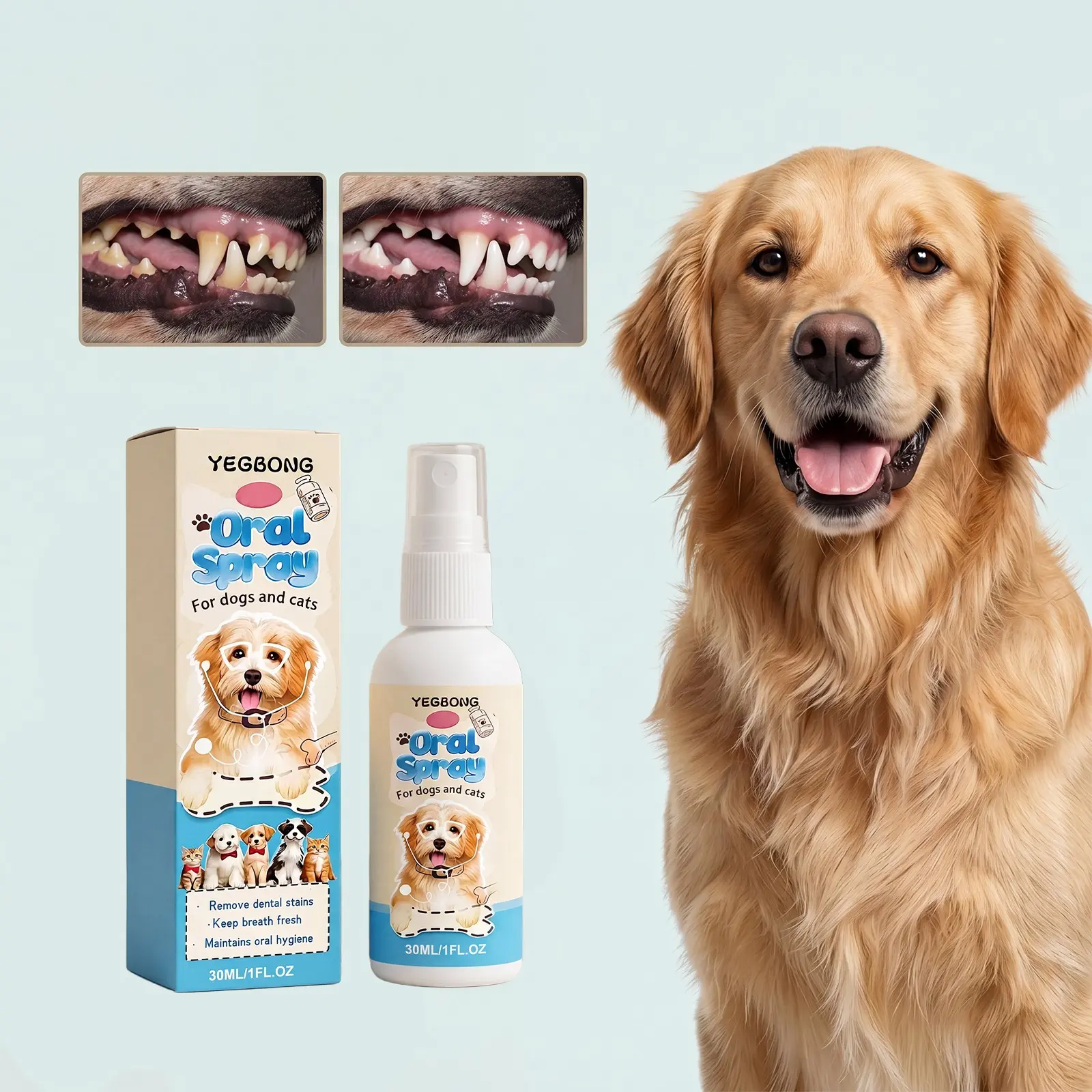 Pet Oral Spray for Fresh Breath and Tartar Control, Gentle Formula for Cats and Dogs, Universal Pet Mouthwash Spray