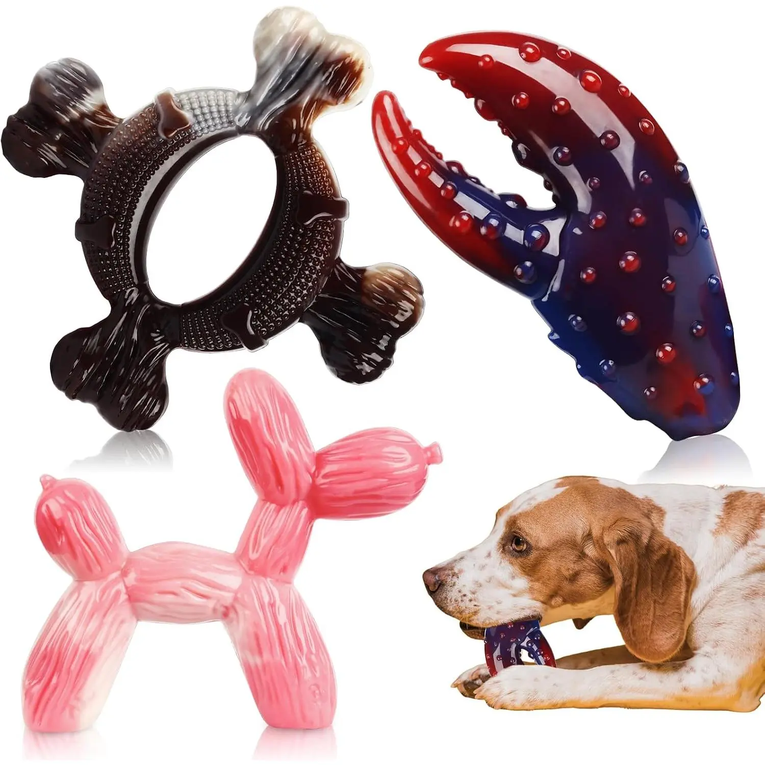Tough  Toys for Aggressive Chewers: 3-Pack of Indestructible  Toys, Durable Nylon    with 3 Flavors, Suitable for Large Medium Breed, Gifts for Dogs