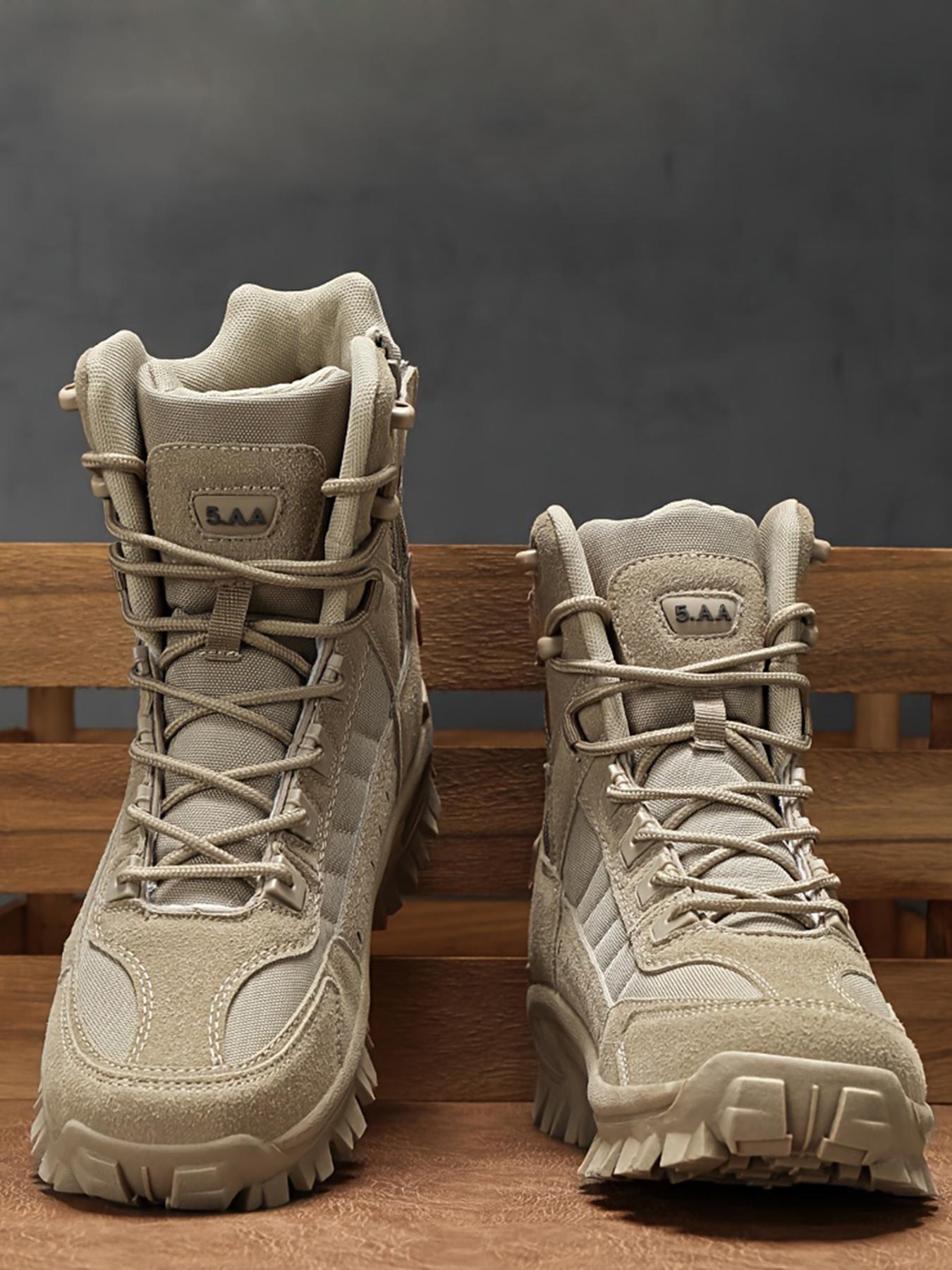 Men's Lace Up Front Tactical Lightweight Waterproof Hiking Boots, Casual Shoes, Fashionable Anti-slip & Wear-resistant Boots for Daily Wear